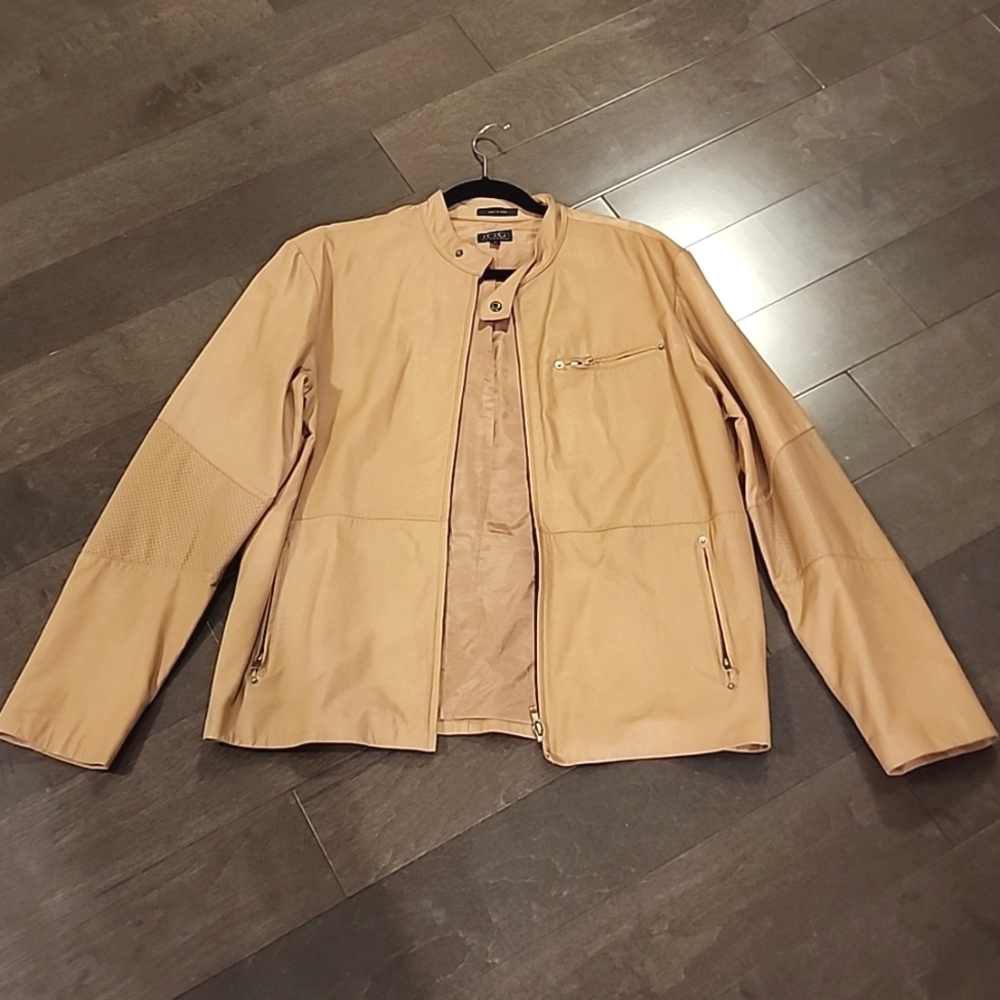Mens BCBG MAXAZARIA leather moto jacket